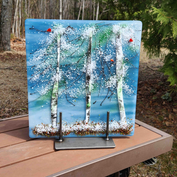 A Touch of Green with Cardinals