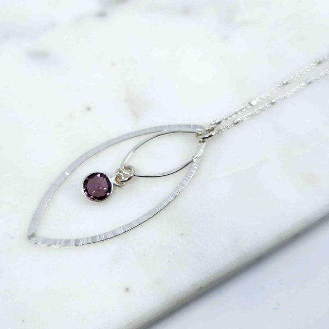 Round Shaped Dangling Amethyst Layered Open Petal Necklace