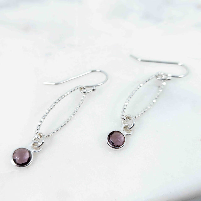Round Amethyst Oval Sparkle Earrings
