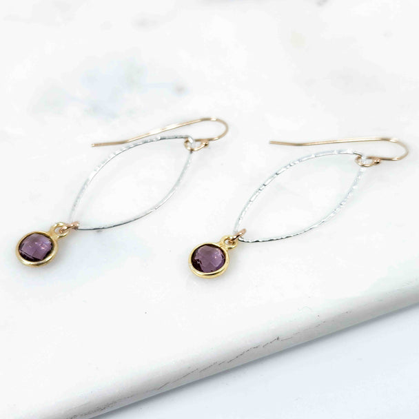 Round Amethyst Petal Earrings
