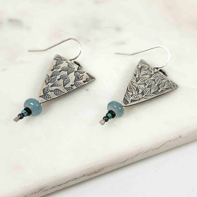 Roller Printed Quartz and Hematite Earrings