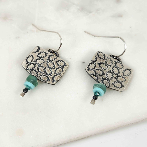 Chased Ancient Roman Glass Earrings