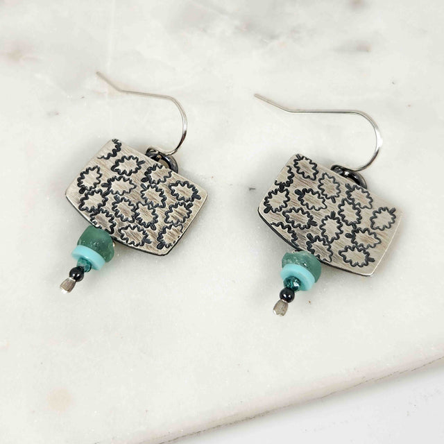 Chased Ancient Roman Glass Earrings