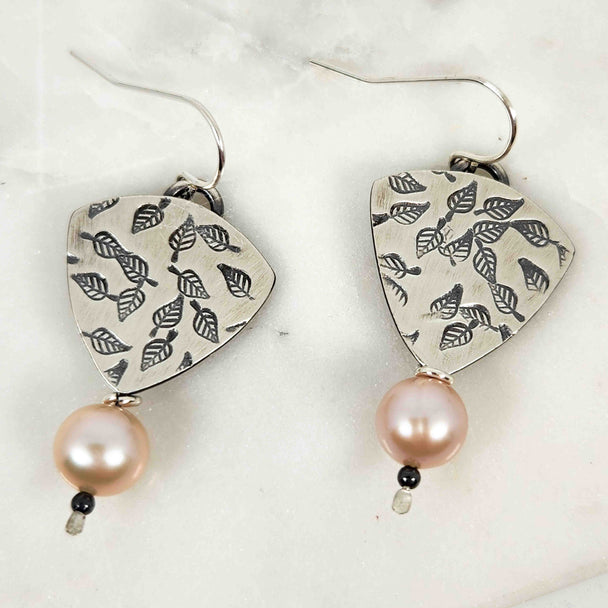 Chased Freshwater Pearl Earrings
