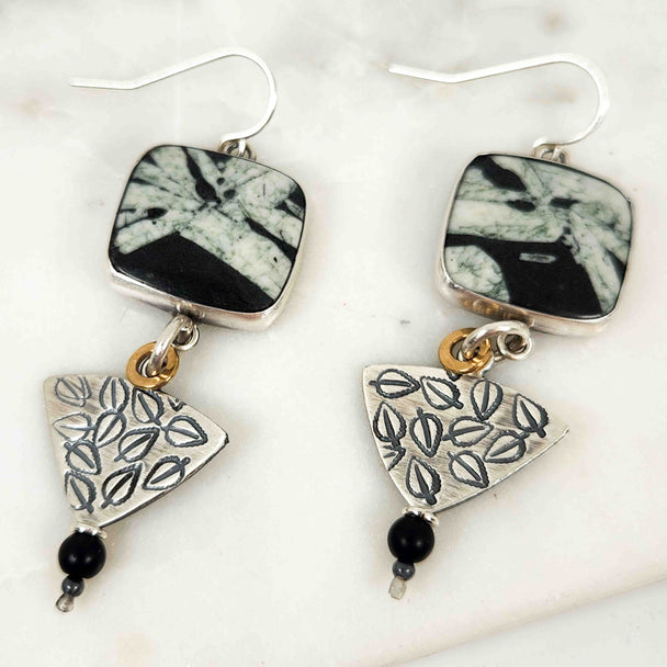 Chased Onyx Earrings