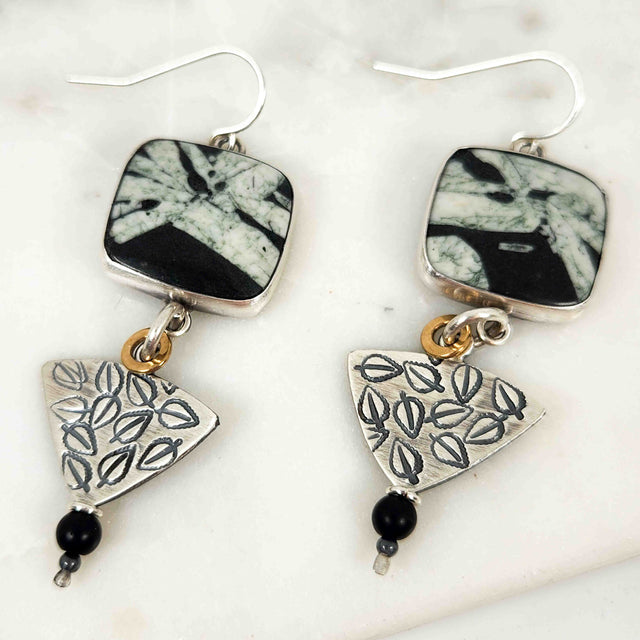 Chased Onyx Earrings