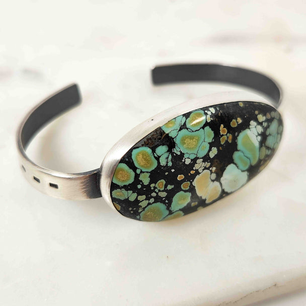 Chased Hubei Turquoise Cuff Bracelet