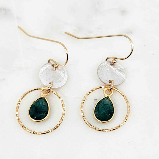 Pear Shaped Emerald Sparkle Earrings