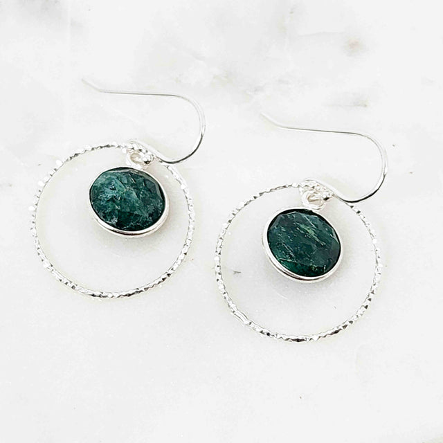 Round Emerald Sparkle Halo Earrings