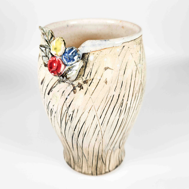 6.5" White V-Neck Vase