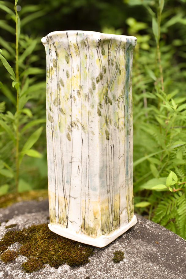 10" Square Birch Vase