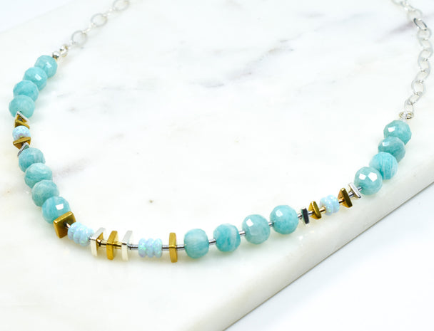 Russian Amazonite and Opal Necklace