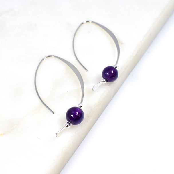 Sterling Silver Earring With Amethyst