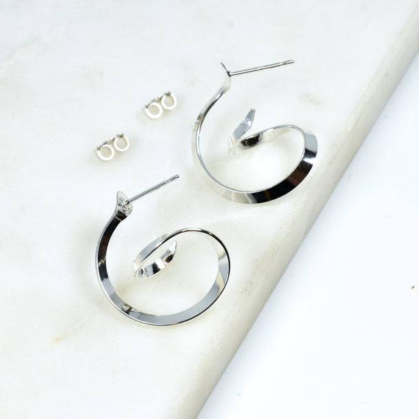 Small Sterling Silver Drop Twist Earrings