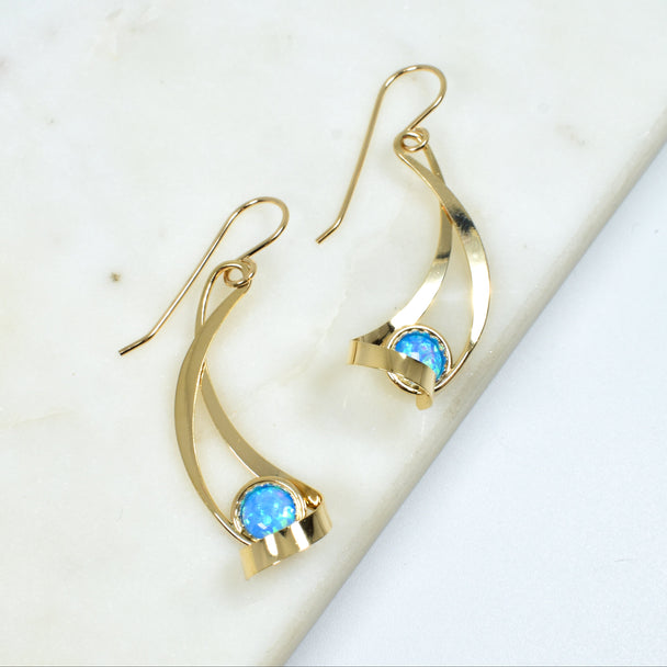 Gold Fill Earring With Opal Accent