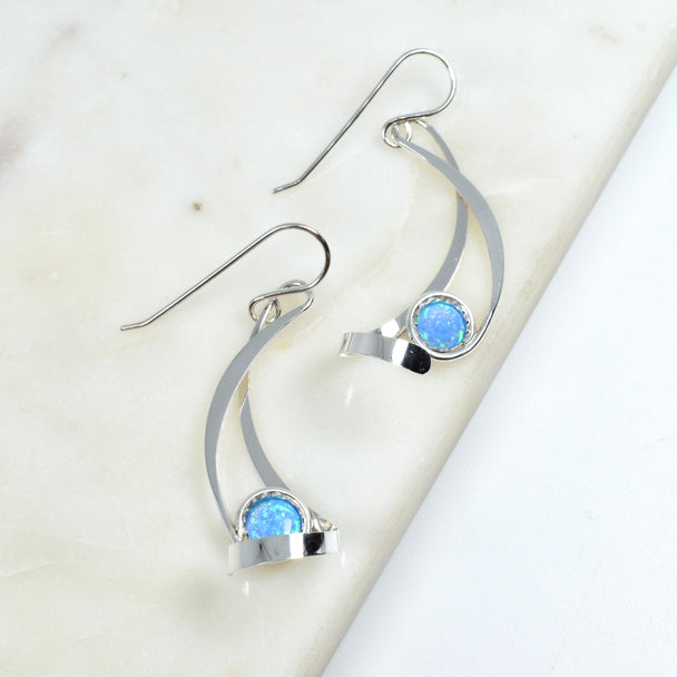 Sterling Silver Earring With Opal Accent