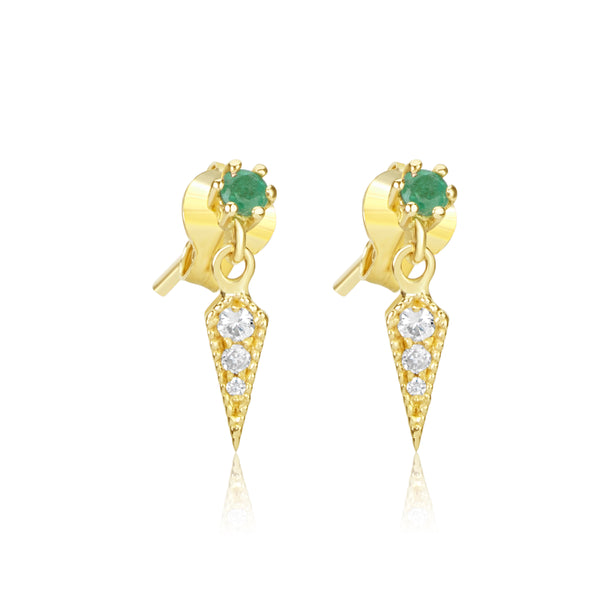 Emerald Diamond Dagger Studs