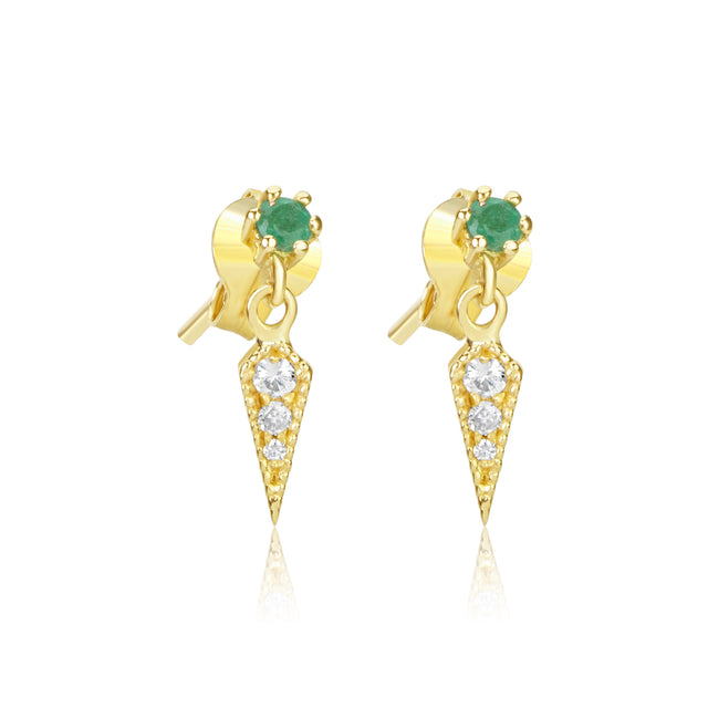 Emerald Diamond Dagger Studs