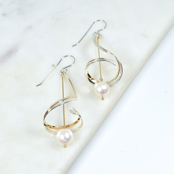 Pearl Mixed Metal Earrings
