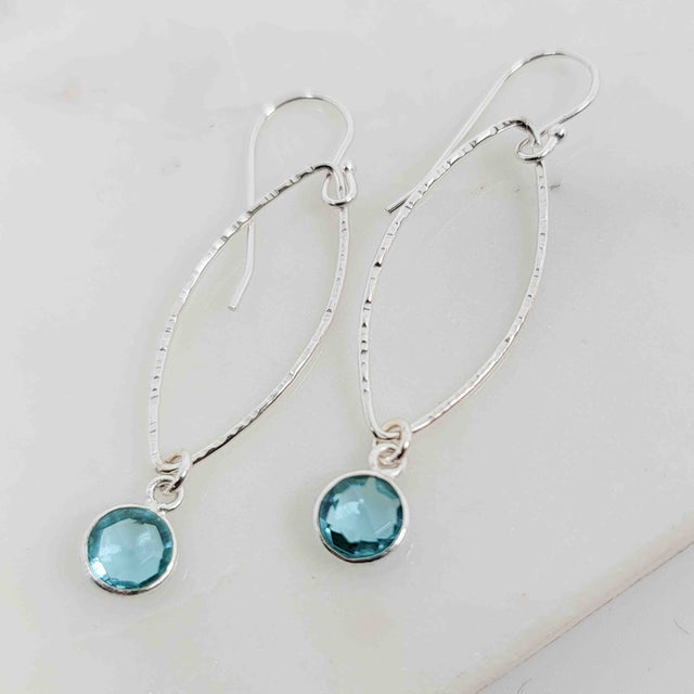 Round Blue Topaz Petal Earrings