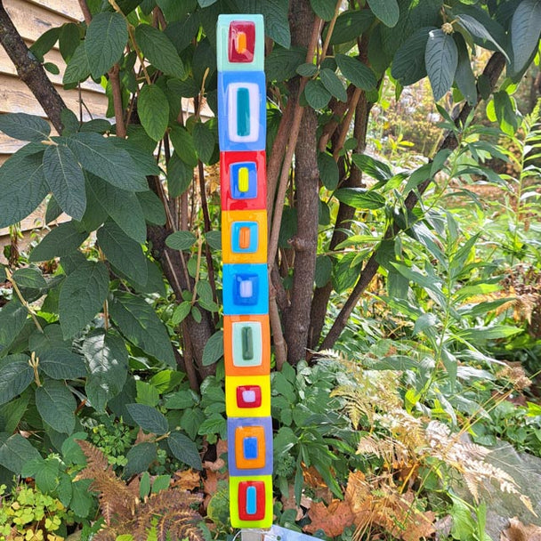 Multi Glass Colors Garden Totem