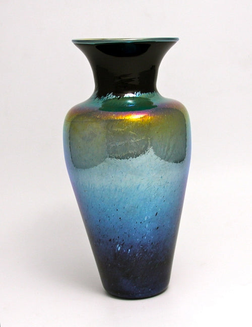 Iridescent Blue Spotted Vase