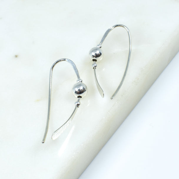 Sterling Silver Earring With Silver Ball