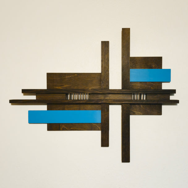 Medium Light Blue Wood Wall Hanging