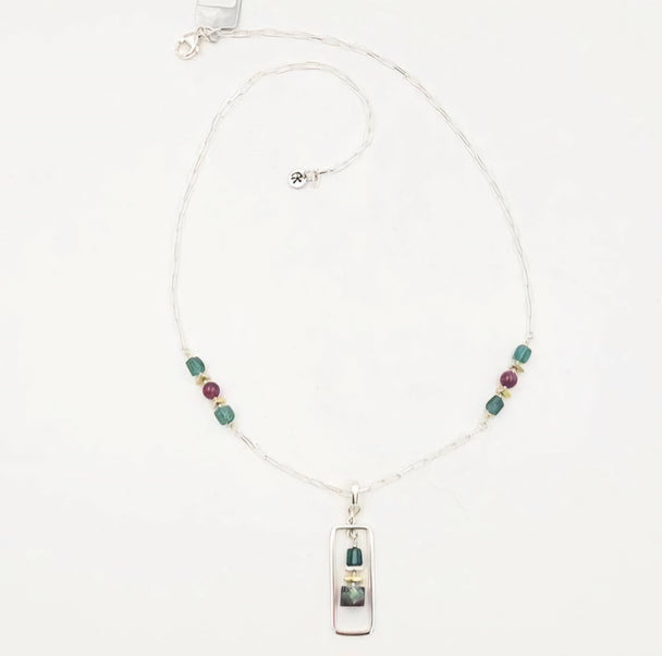 Ruby and Kyanite Pendant Necklace