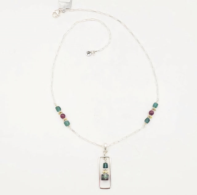 Ruby and Kyanite Pendant Necklace