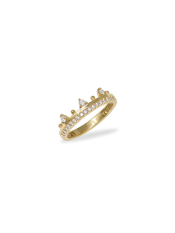 Cleo Crown Pave Regular Cut Diamond Ring