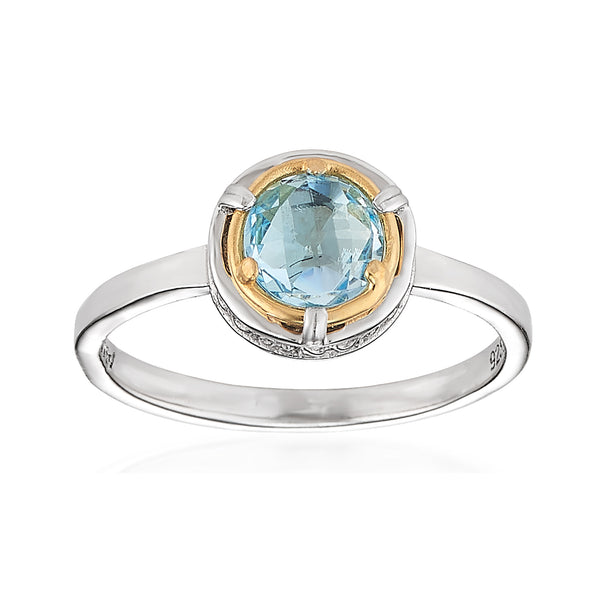 Petite Blue Topaz Ring with 18K Vermeil RIng