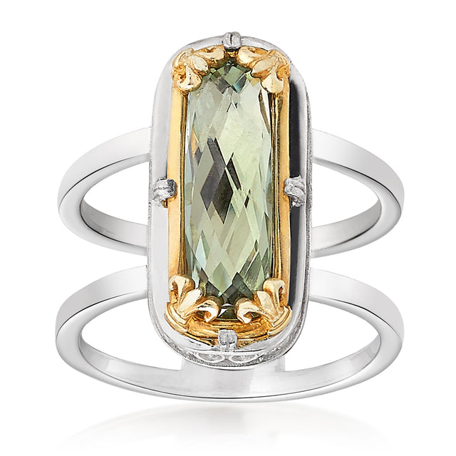 Green Amethyst Double Band Ring