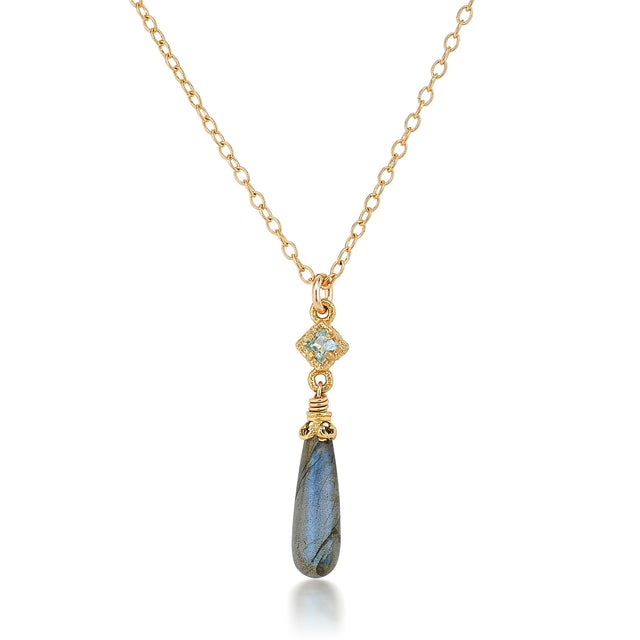 Labradorite and Blue Topaz Gold Necklace