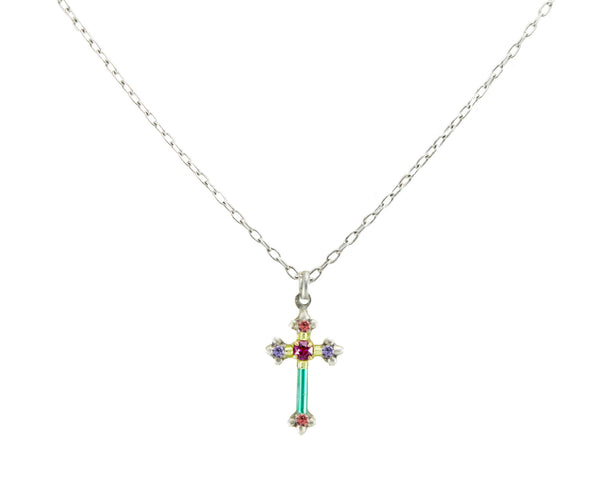 Dainty Color Cross Necklace Multicolor
