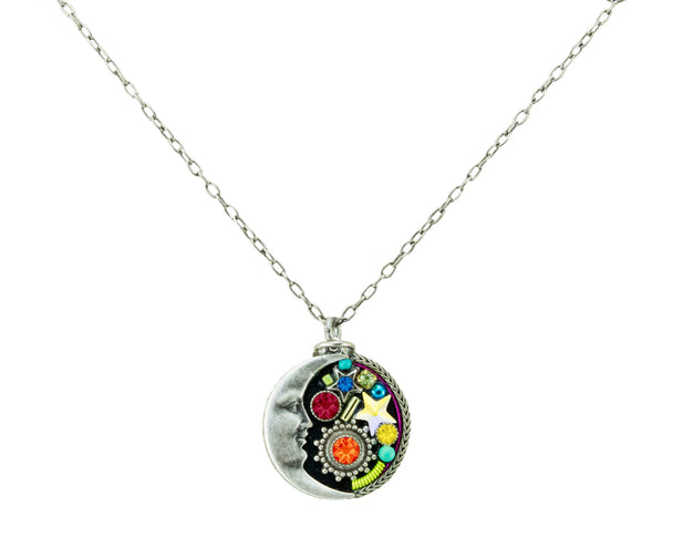 Moon Pendant Necklace Multicolor