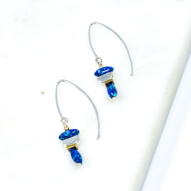 Blue Apatite and Blue Opal Earrings