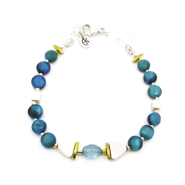 Blue Tigers Eye and Apatite Bracelet