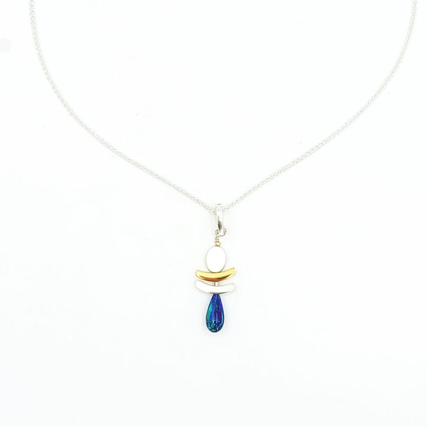 Blue Opal Drop Pendant Necklace