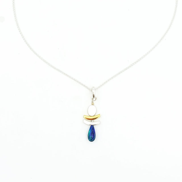 Blue Opal Drop Pendant Necklace