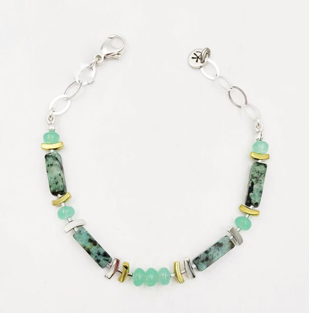 Turquoise and Aqua Chalcedony Bracelet