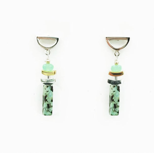 Turquoise and Chrysoprase Earrings