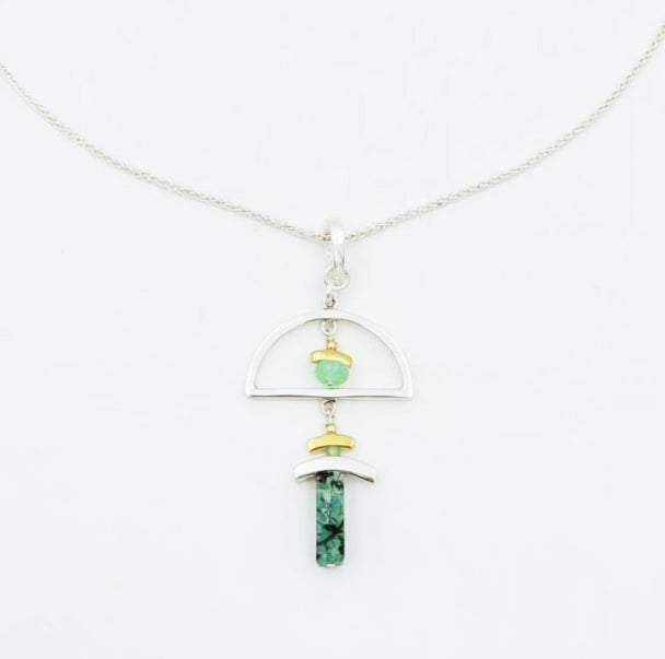 Turquoise and Chysoprase Pendant Necklace