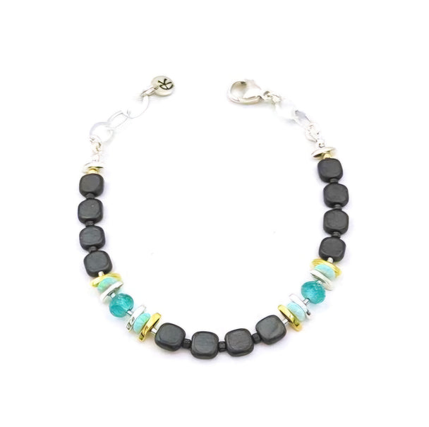Apatite, Opal, and Black Hematine Bracelet