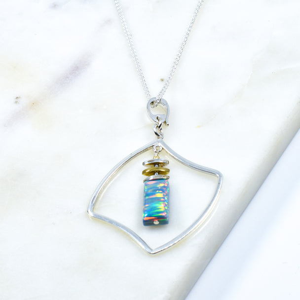 Opal and Vermeil Sterling Silver Pendant
