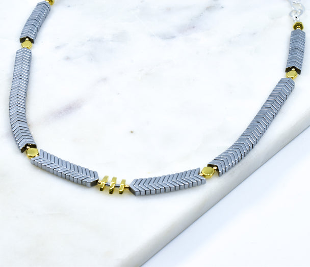 Chevron Hematine Necklace