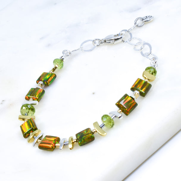 Multi-Colored Opal and Tourmaline Bracelet