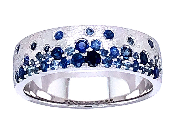 M Sapphire Mix Blue Flush Set Ring
