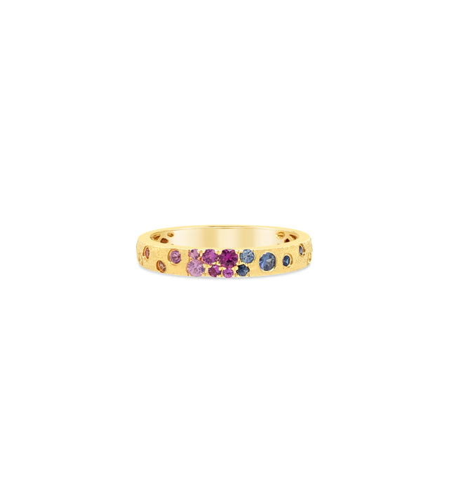 Rainbow Sapphire Flush Ring