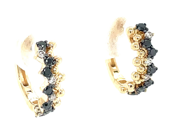 Black and White Diamond Stitch Hoop Earring